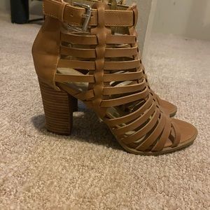 Tan chunky heels. Size 6.5